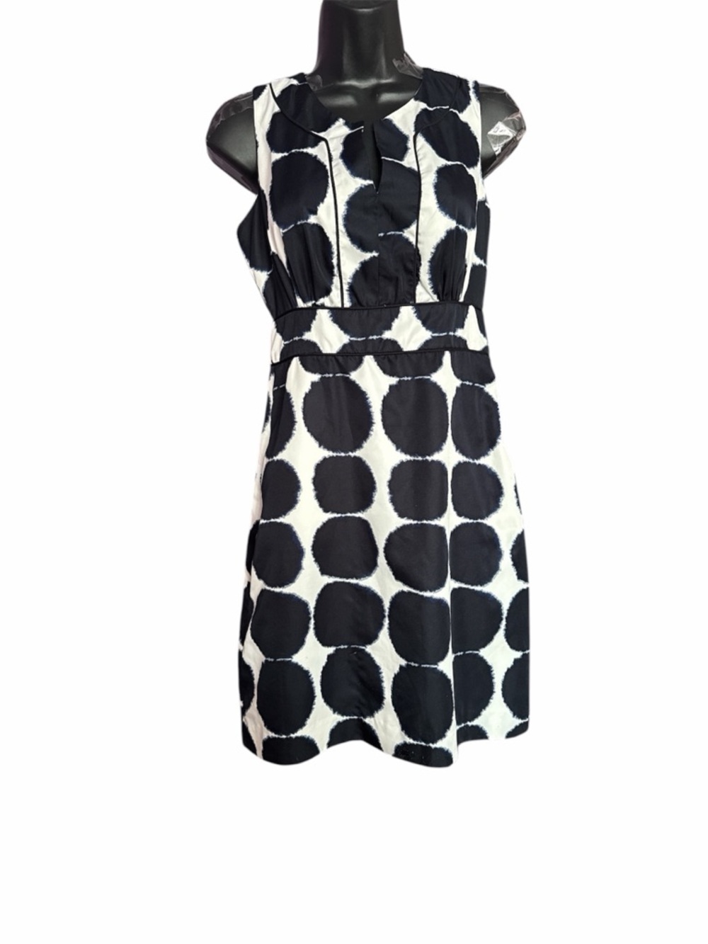 Sleeveless Banana Repblic/Marimekko Black/White Kivet Polka Dot Dress- Size 0 - Picture 9 of 11